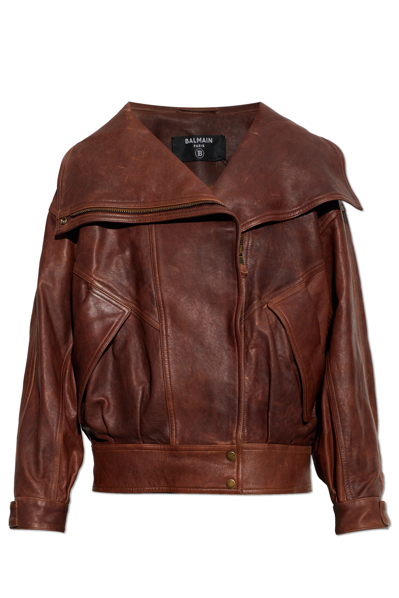 Balmain Leather jacket with a 'vintage' effect | Women's | Vitkac